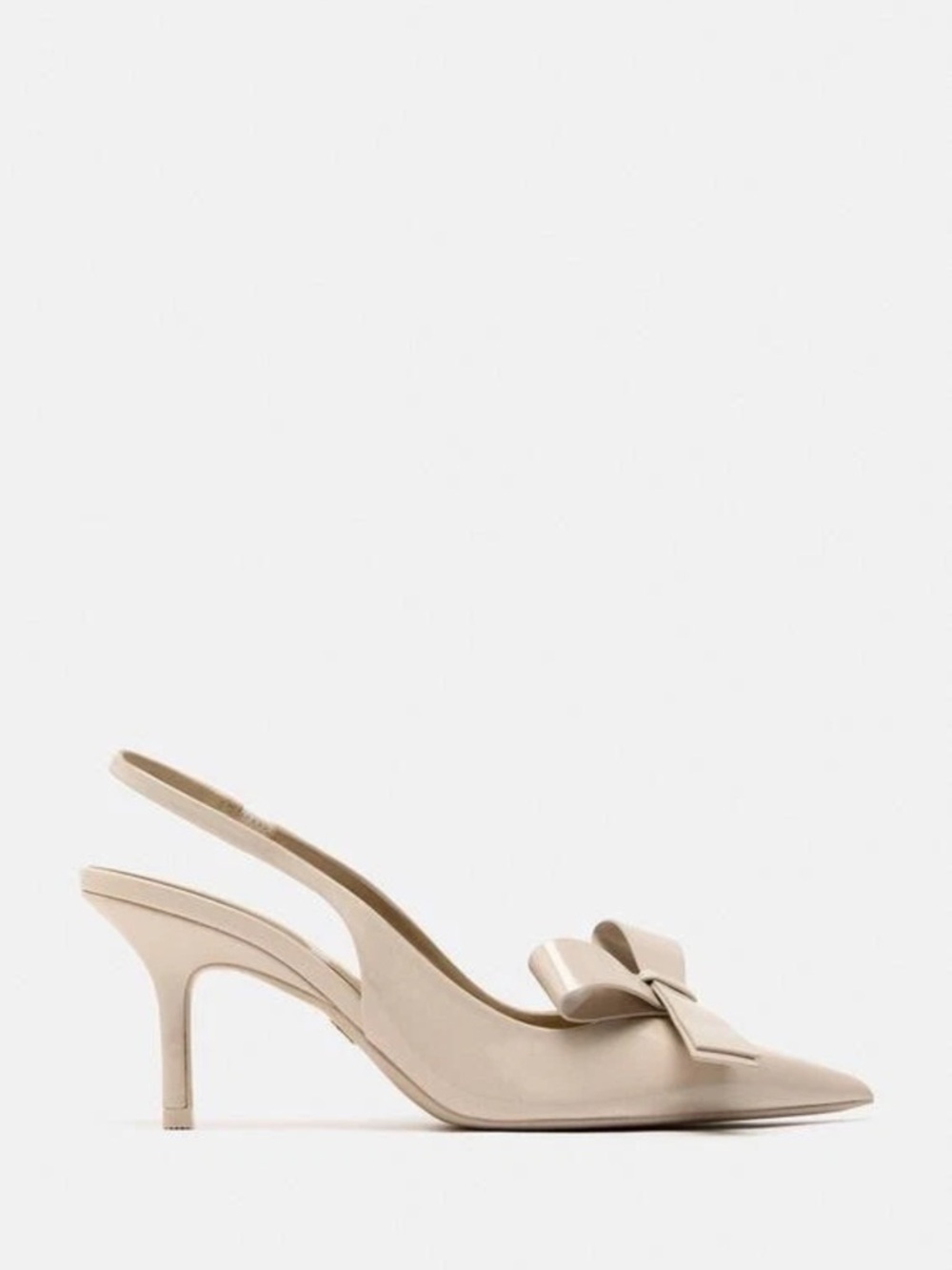 Zara Cream Bow Slingback Heels - Picture 2 of 6